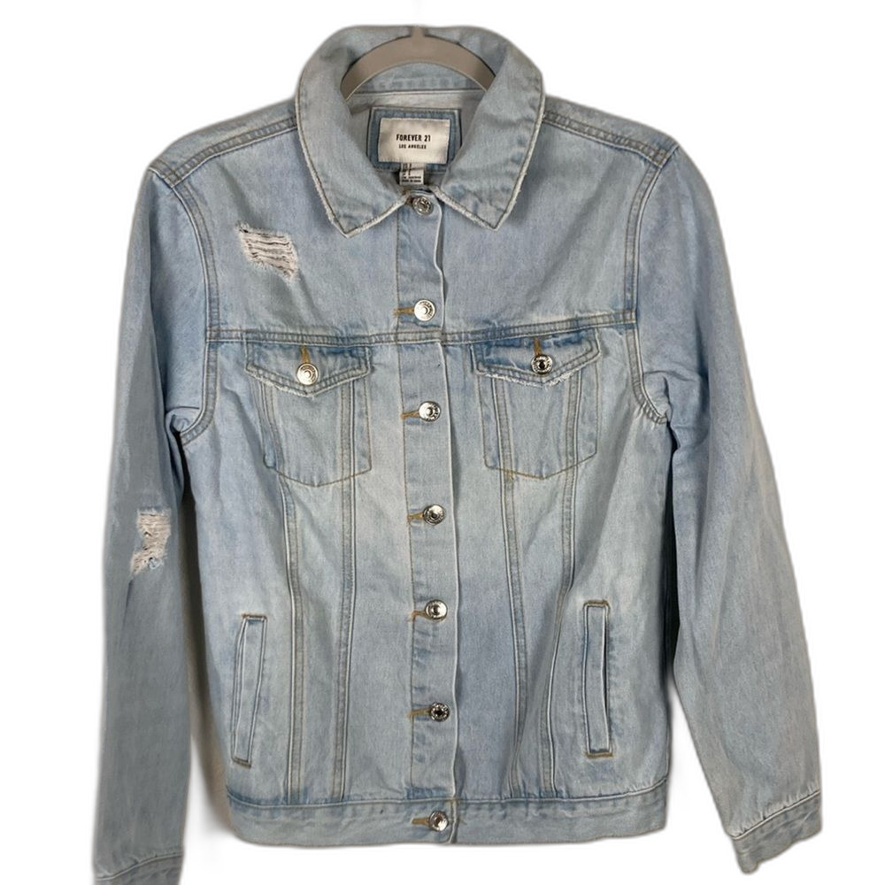 Forever 21 women’s SZ S light wash, distressed denim Y2K, Bohemian, cowg…